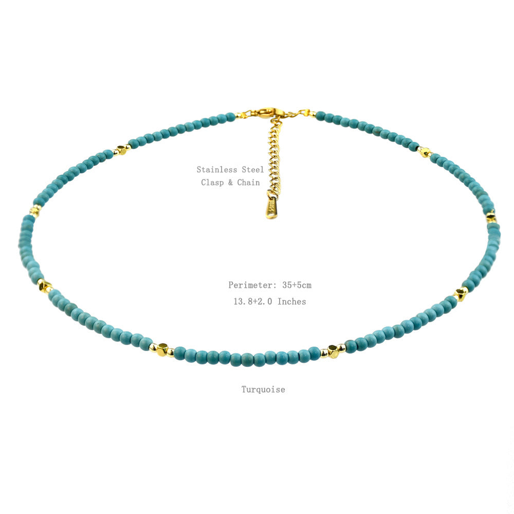 Turquoise Beaded Natural Stone Necklace