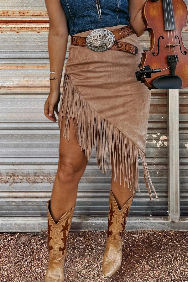 Western Tassel High Waist Skirt