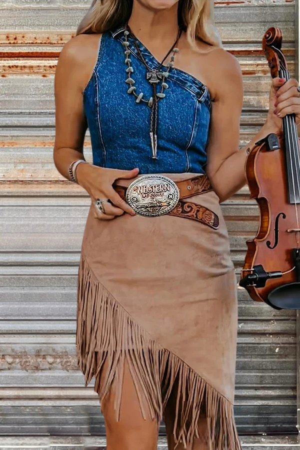 Western Tassel High Waist Skirt