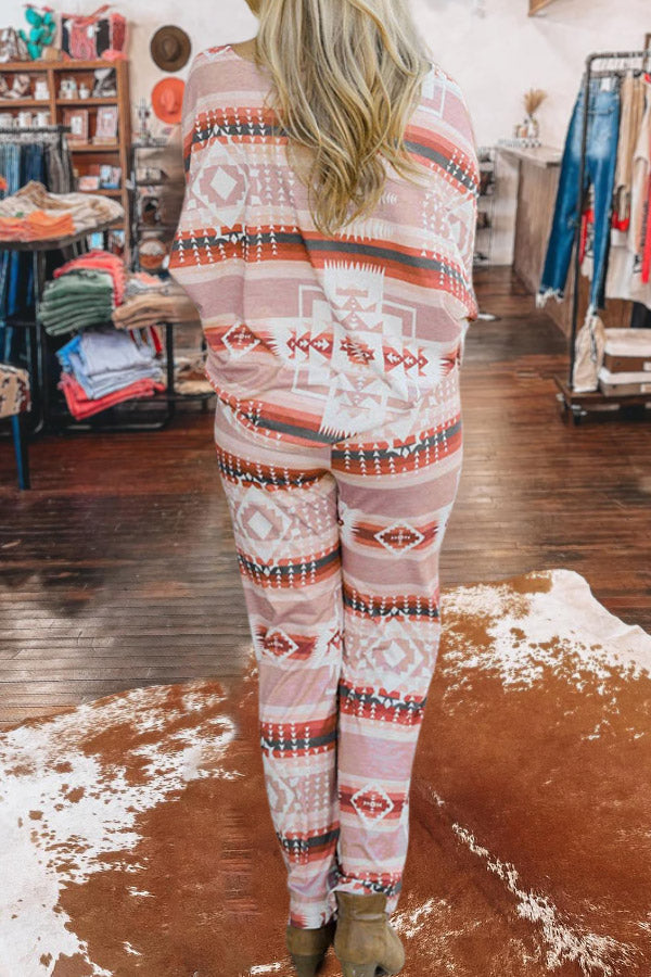 Diamond Print Long Sleeve Pajamas Set