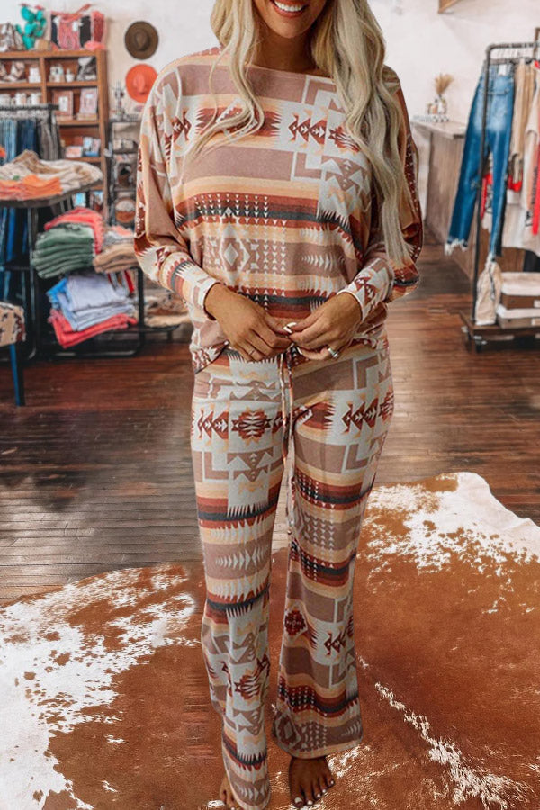 Diamond Print Long Sleeve Pajamas Set