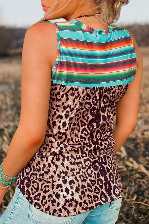 Leopard Stripe Patchwork Vest