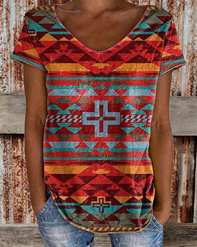 Casual Aztec Print T-Shirt