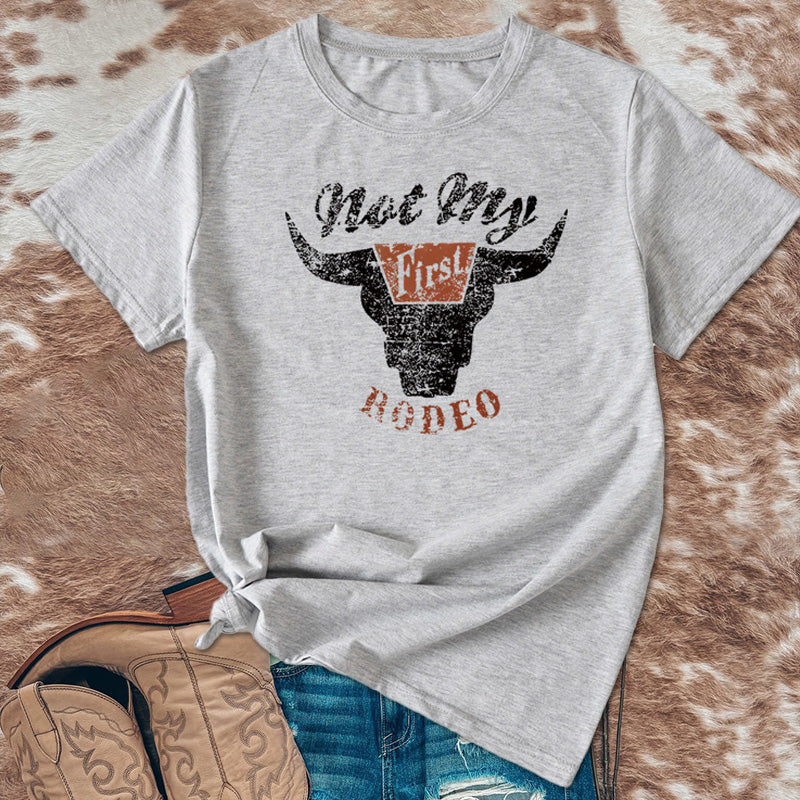 Bull Head Print Short Sleeve T-Shirt