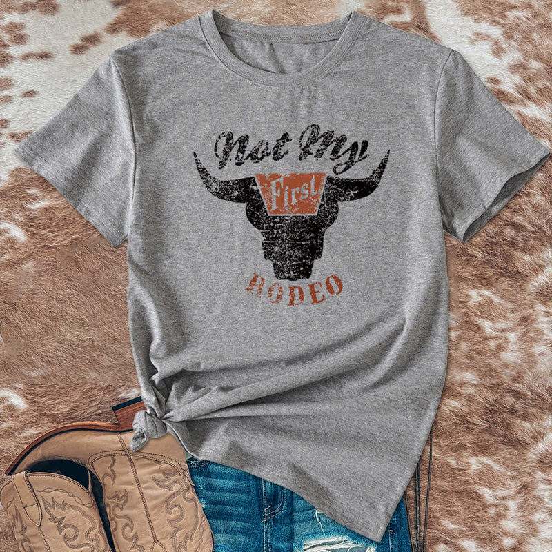 Bull Head Print Short Sleeve T-Shirt