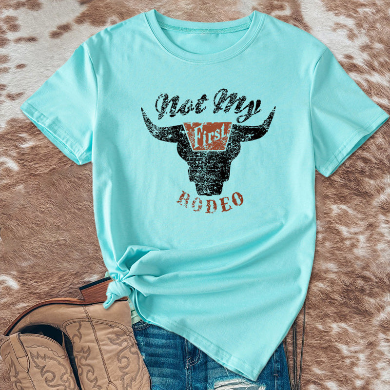 Bull Head Print Short Sleeve T-Shirt