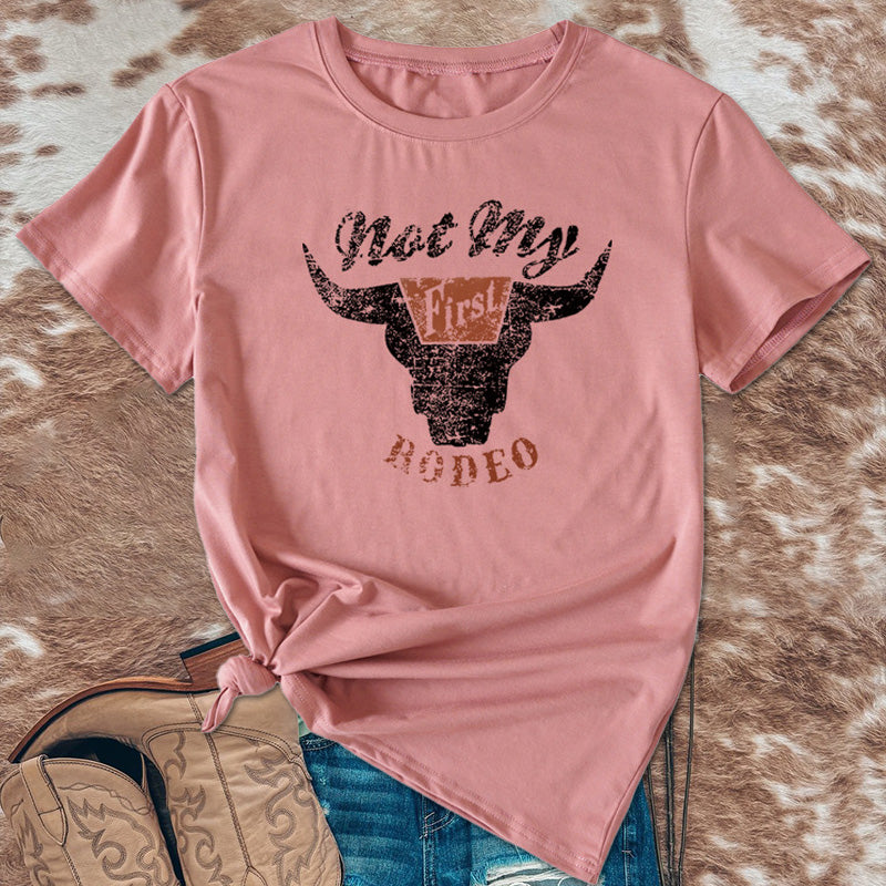Bull Head Print Short Sleeve T-Shirt