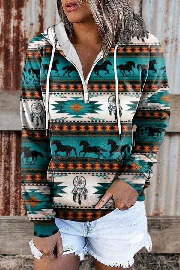 Casual Aztec Printed Hoodie