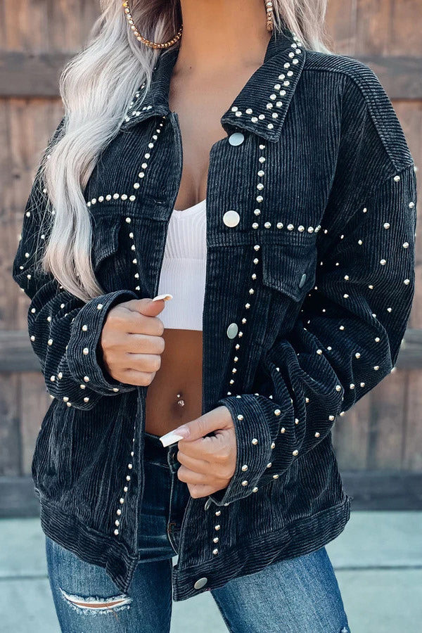 Casual Rivet Corduroy Jacket