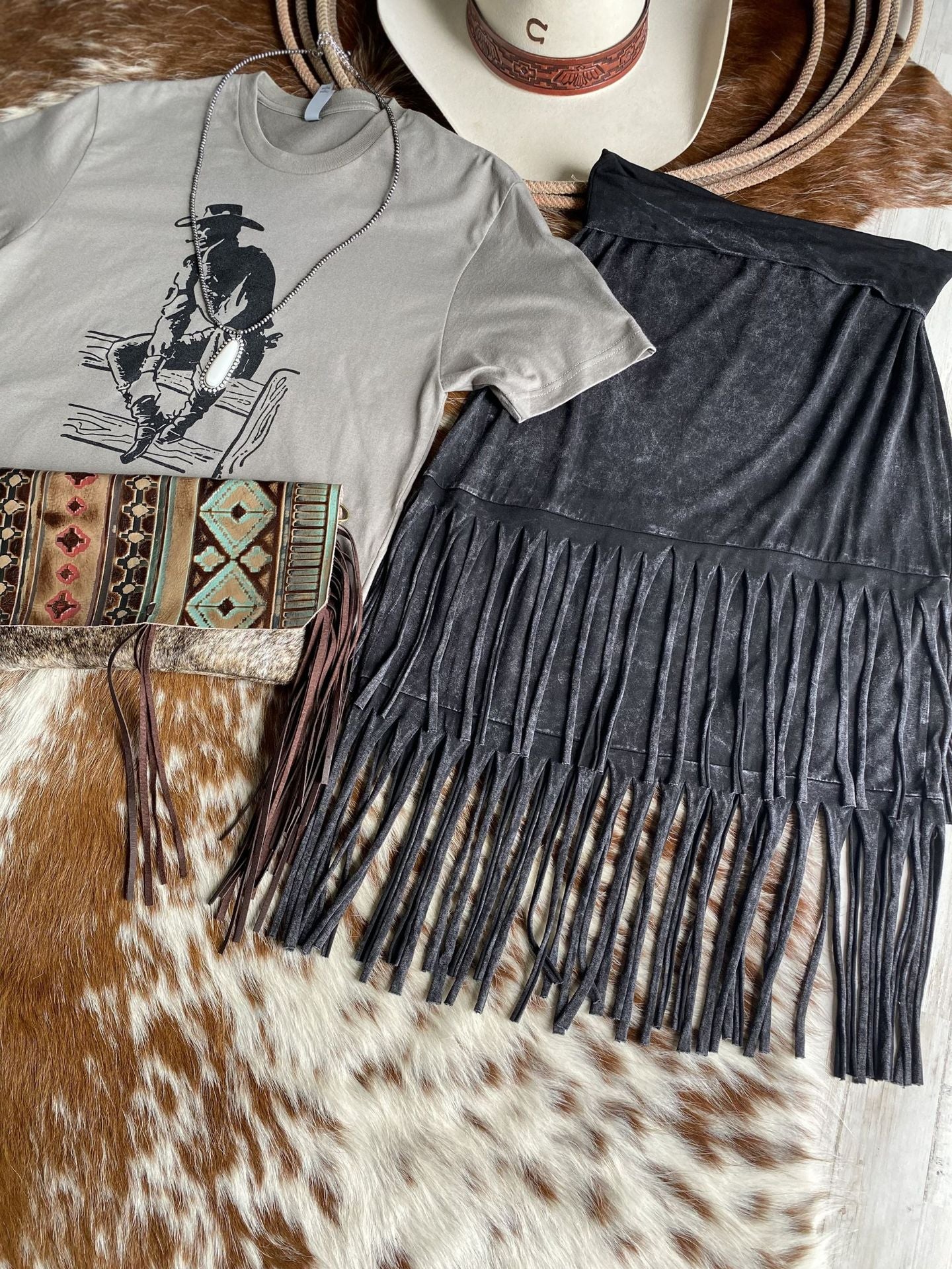 Luxury Plissé Tiered Fringe Skirt