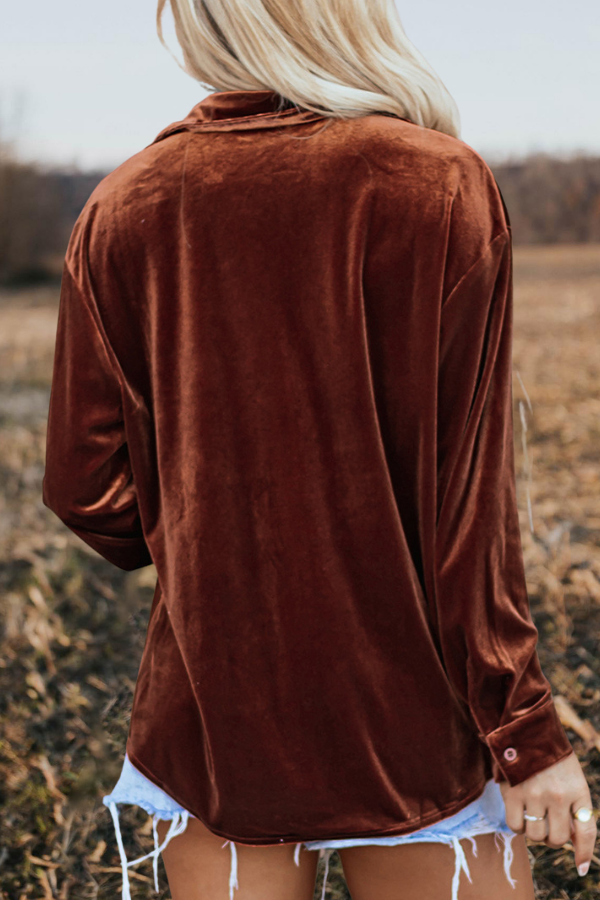 Velvet Chest Pocket Buttoned Shirt