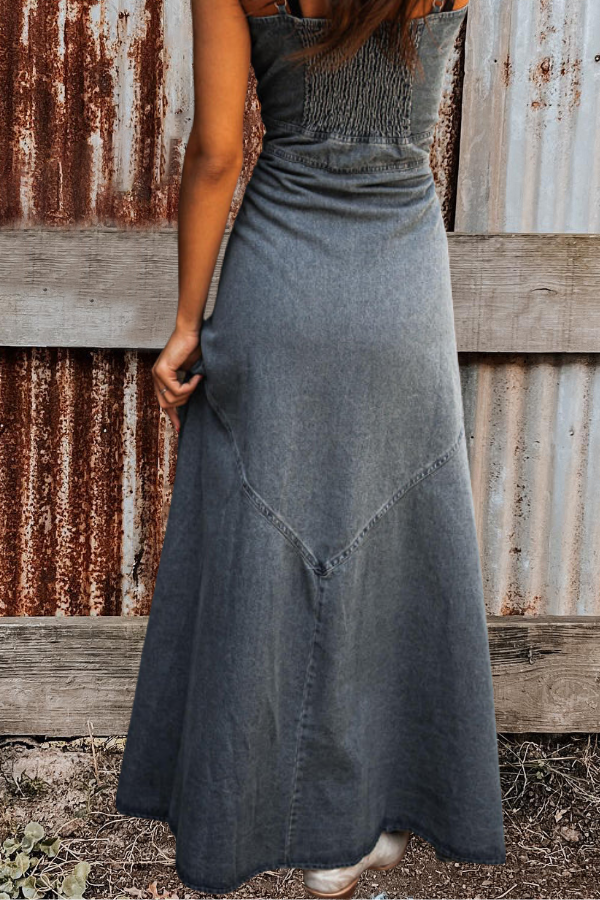 Vintage Denim Washed Maxi Dress
