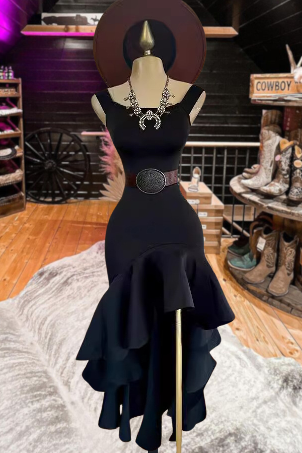 Western Sleeveless Ruffle Dress