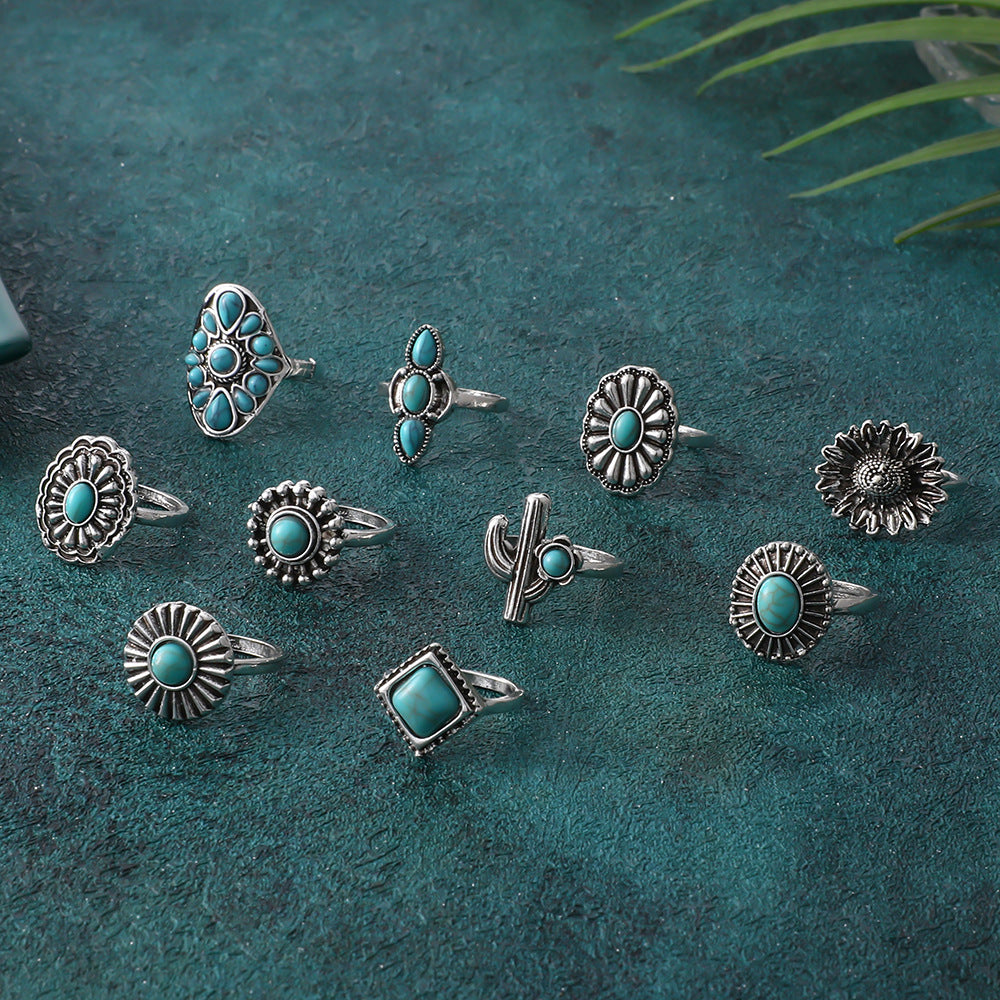 10 Pcs Turquoise Rings