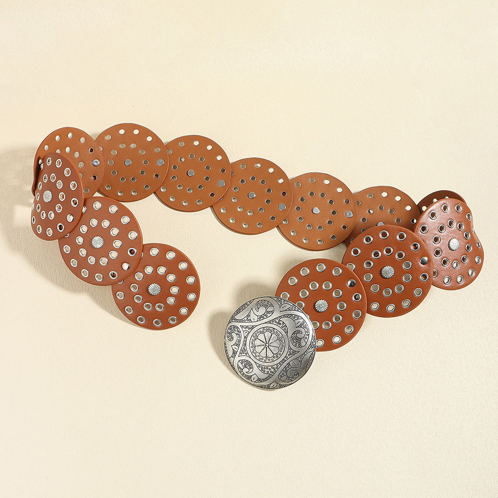 Disc Waist Belts Concho Leather Belts