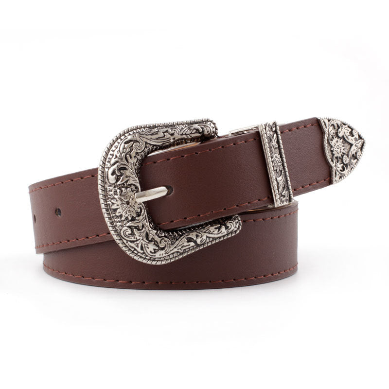 Punk Waist Floral Buckle Skinny Belts