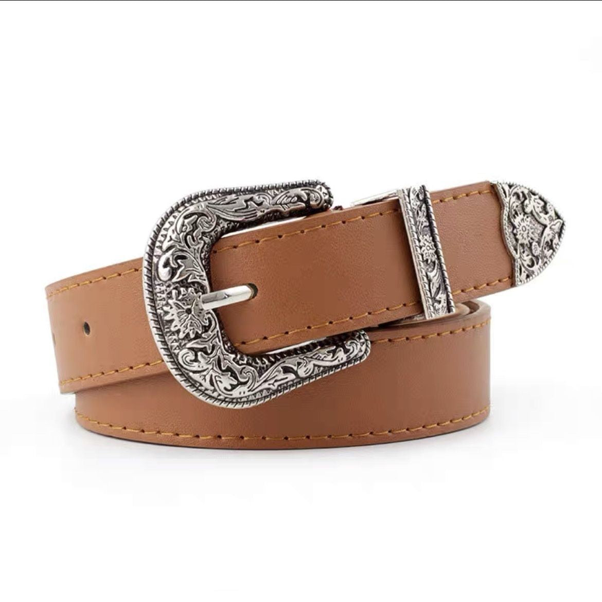 Punk Waist Floral Buckle Skinny Belts