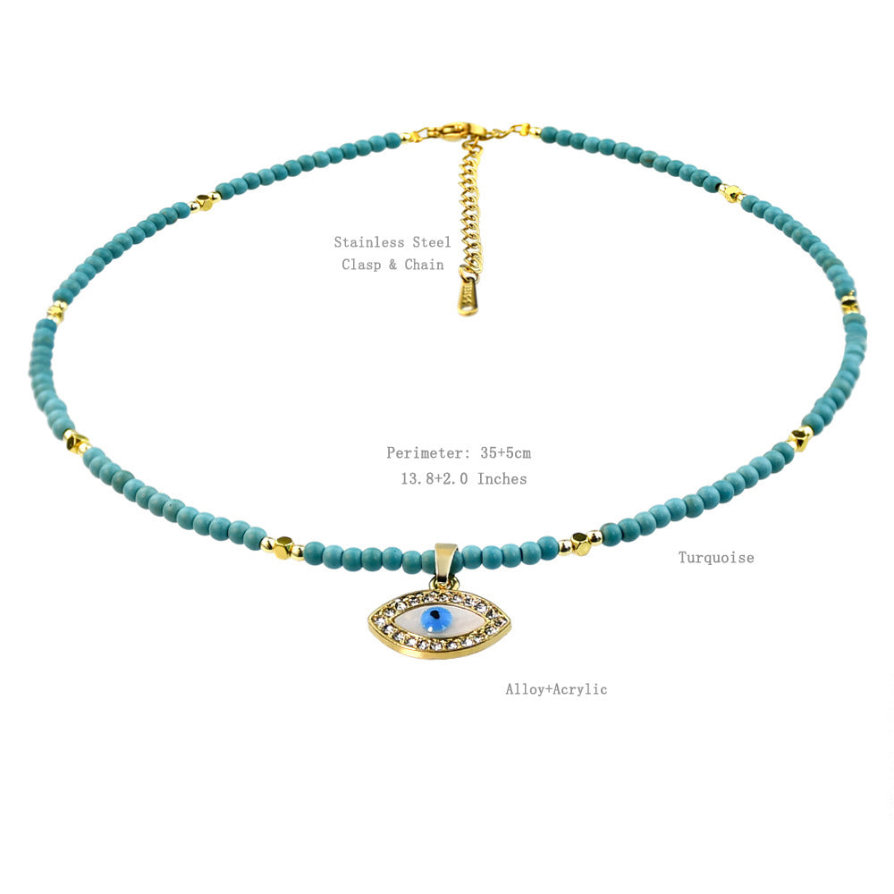 Turquoise Beaded Natural Stone Necklace
