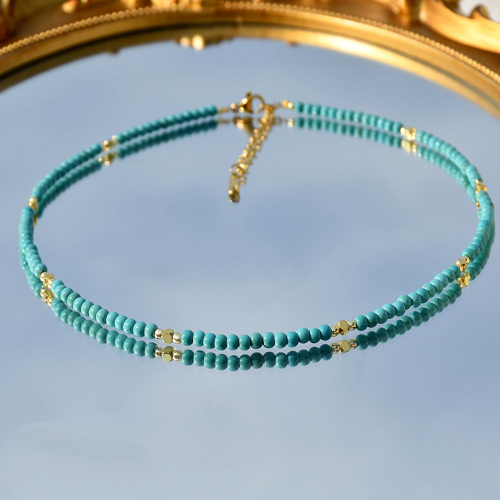 Turquoise Beaded Natural Stone Necklace