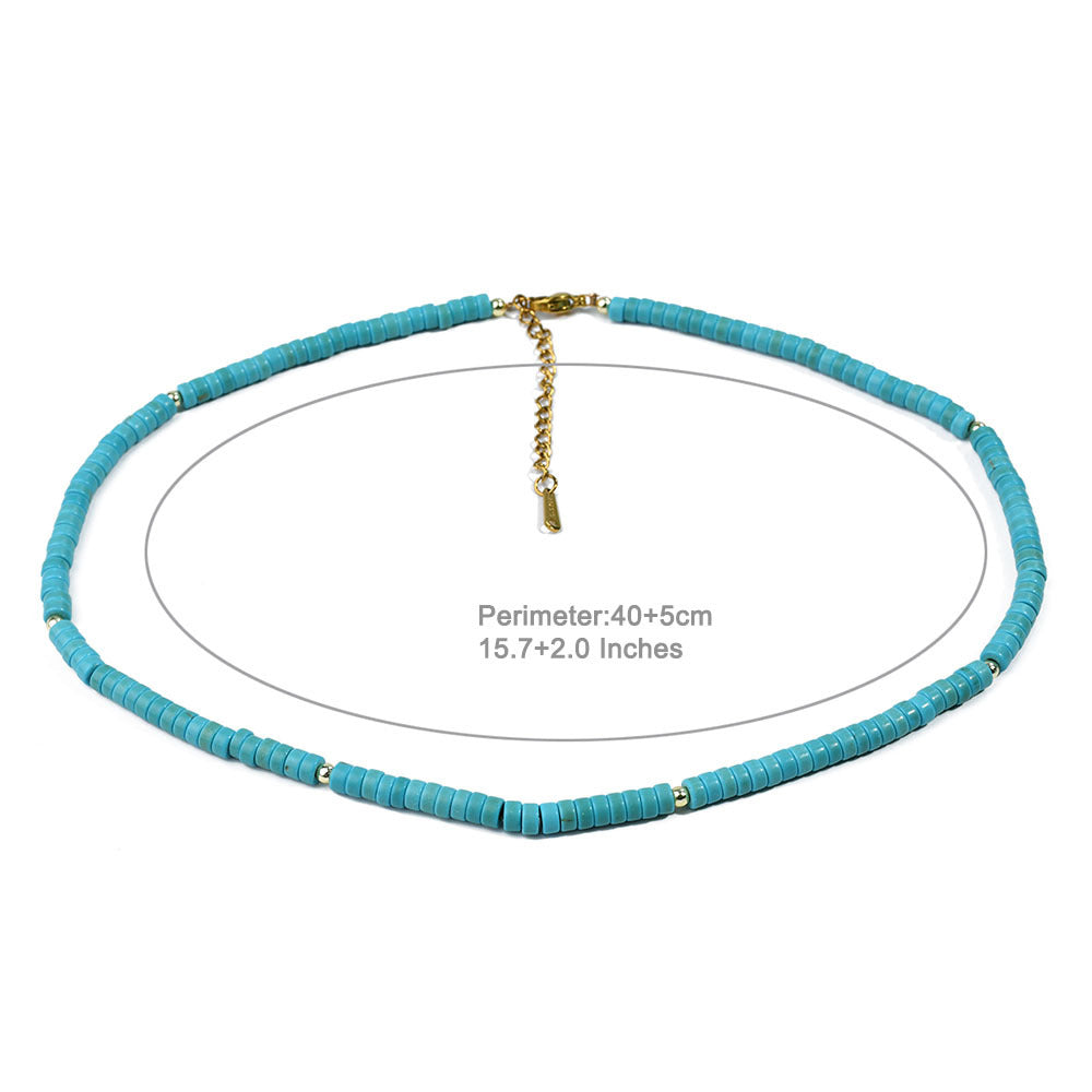 Turquoise Beaded Natural Stone Necklace