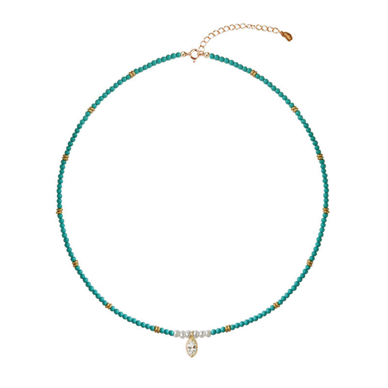 Turquoise Beaded Natural Stone Necklace