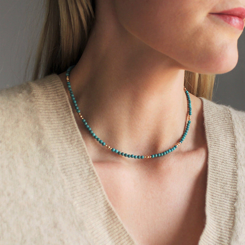 Turquoise Beaded Natural Stone Necklace