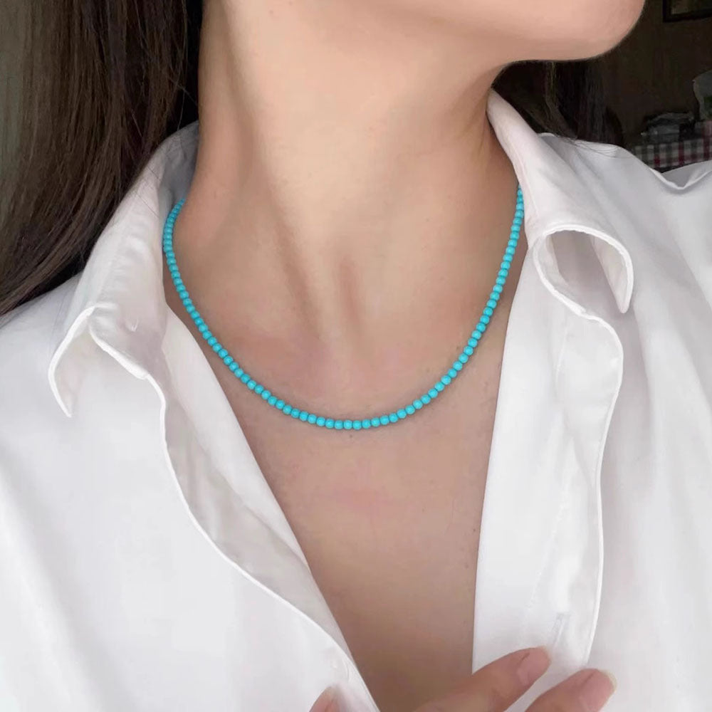 Turquoise Beaded Natural Stone Necklace