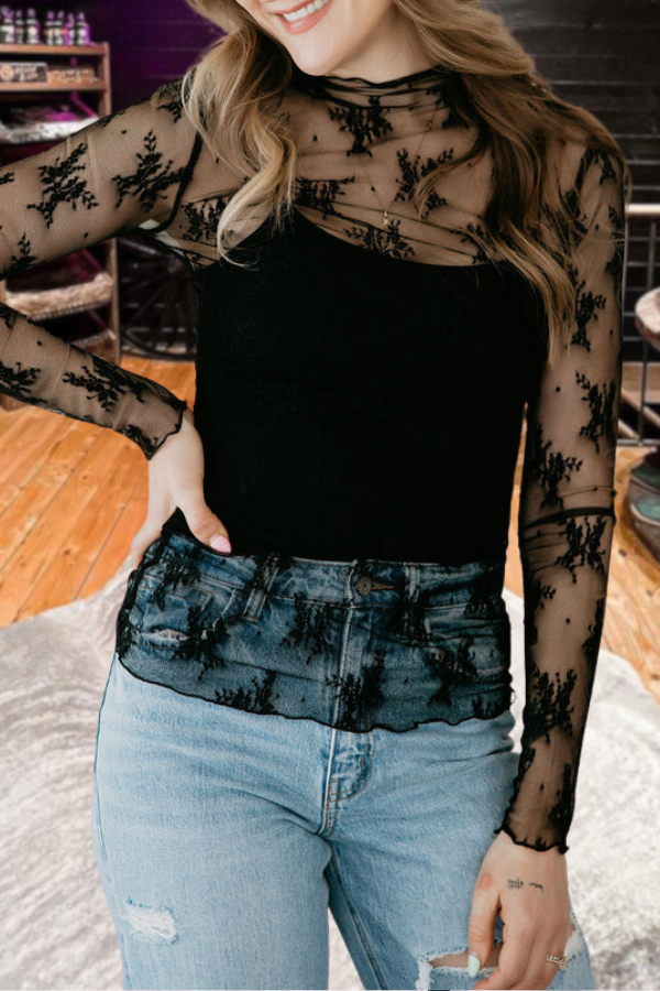Ember Floral Laced Up Top
