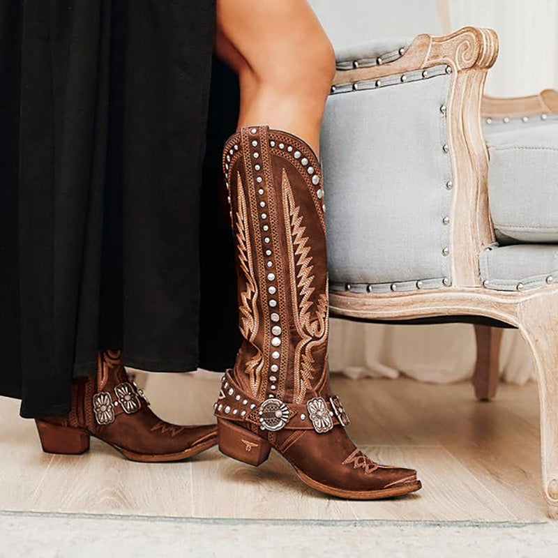 Western Embroidered Stud Boots