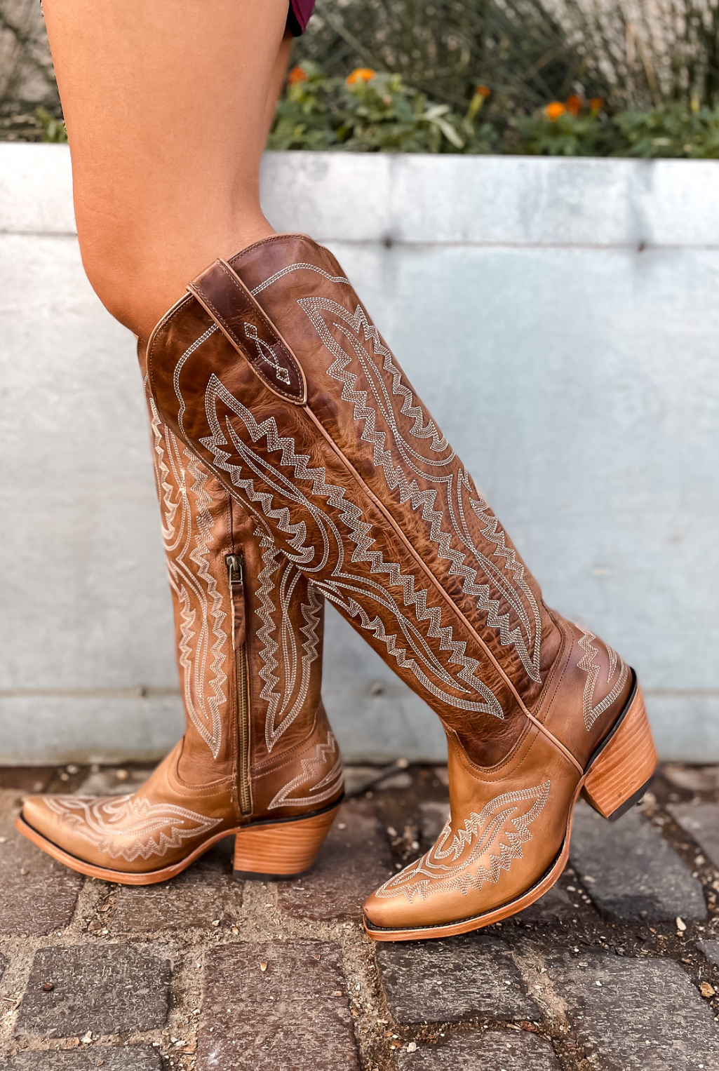 Western Chunky Heel High Top Boots