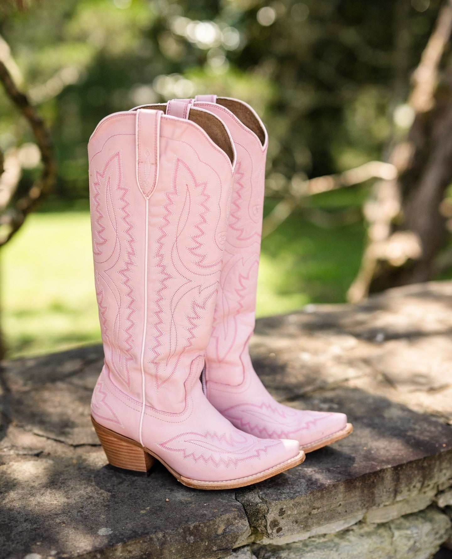 Western Chunky Heel High Top Boots