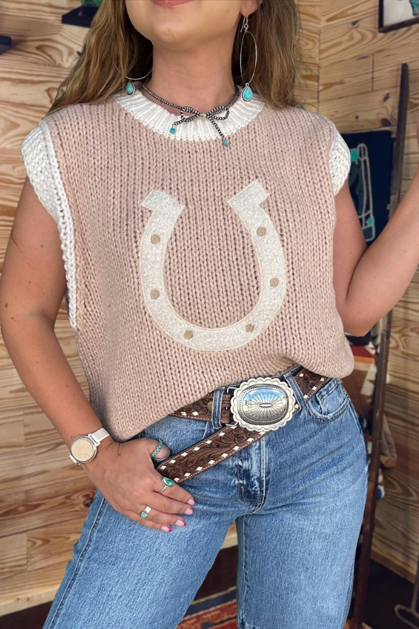 Woven Horseshoe Sweater Vest