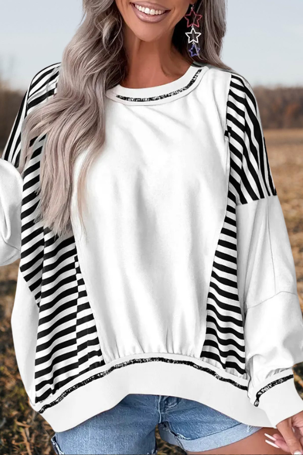 Stripe Oversized Patchwork Sweatshirt