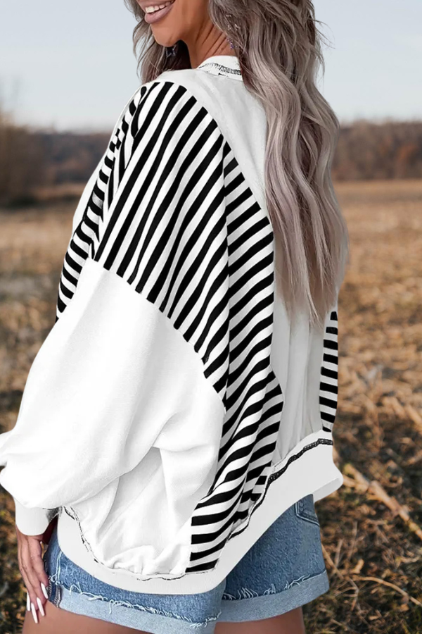 Stripe Oversized Patchwork Sweatshirt