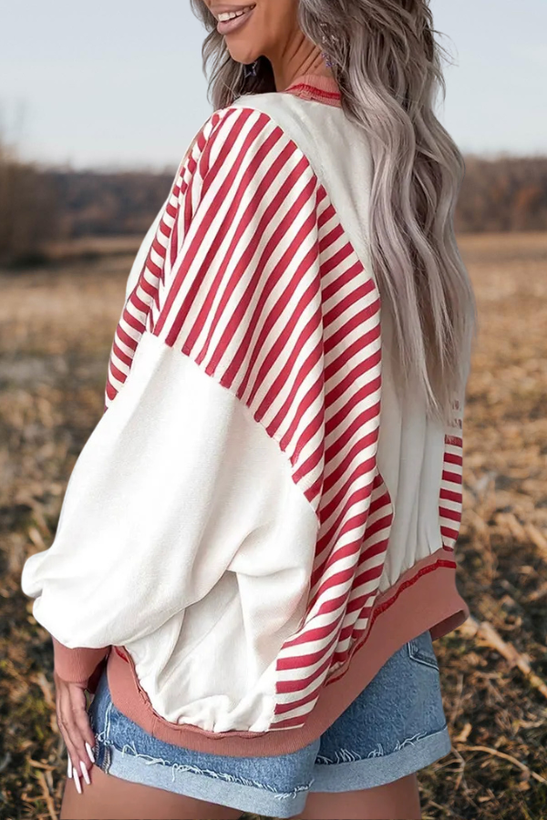 Stripe Oversized Patchwork Sweatshirt
