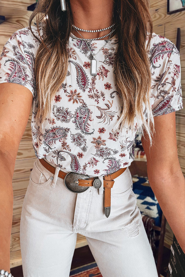 Paisley Boho Crewneck T-Shirt