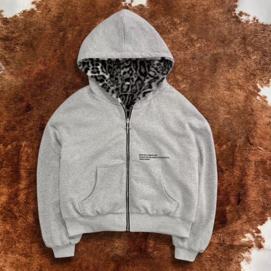 Wild Leopard Print Two-sided Instincts Zip-Up