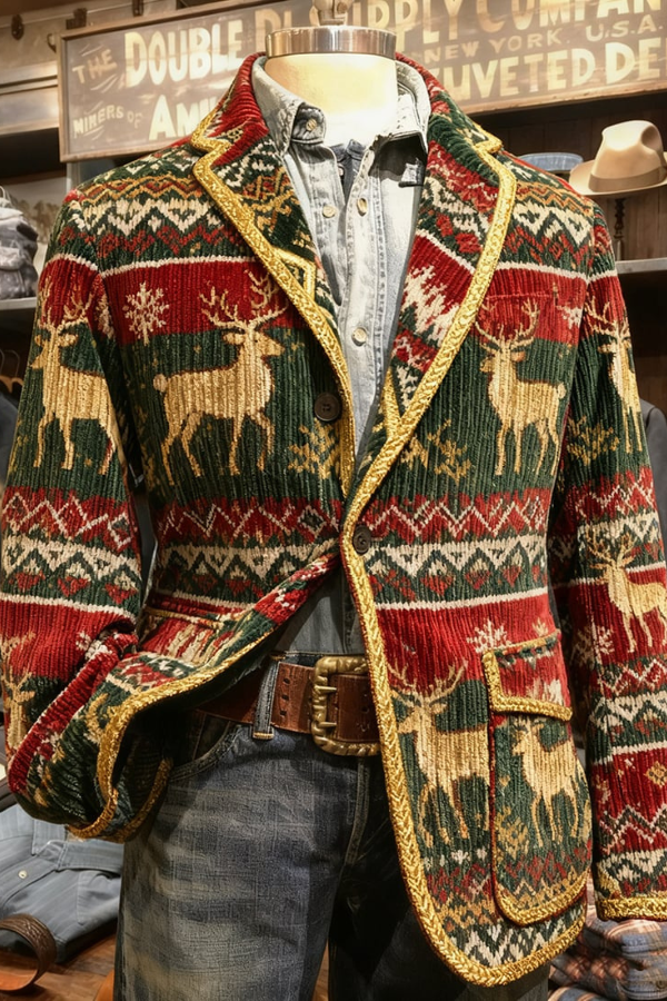Fair Isle Reindeer Western Corduroy Blazer