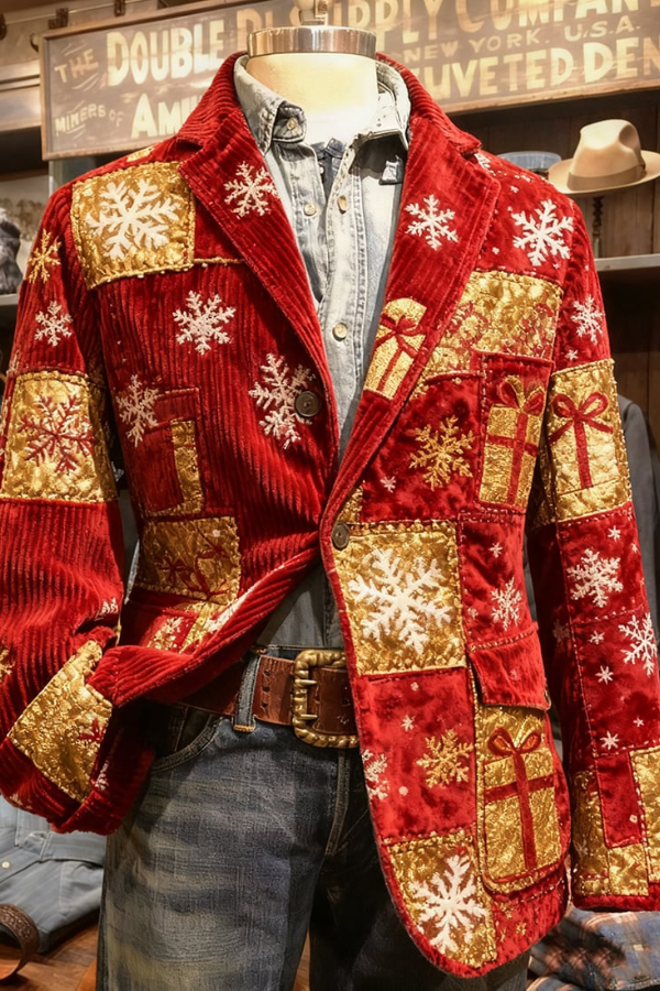 Christmas Patchwork Western Blazer