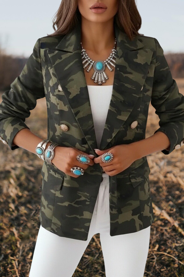 Camouflage Double Breasted Edgy Blazer