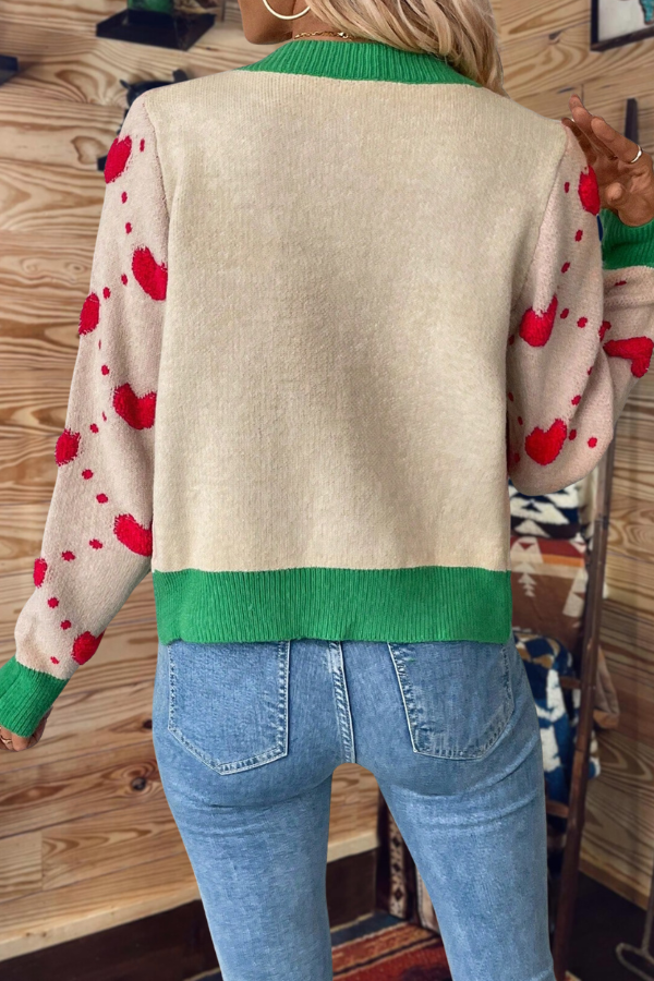 Green Trim Knit Cardigan