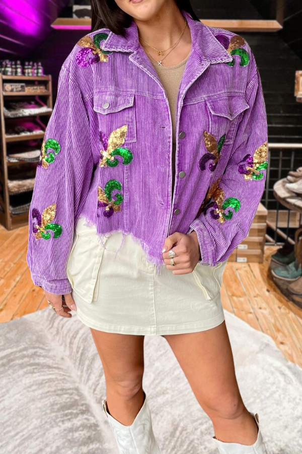Corduroy Mardi Gras Sequin Jacket