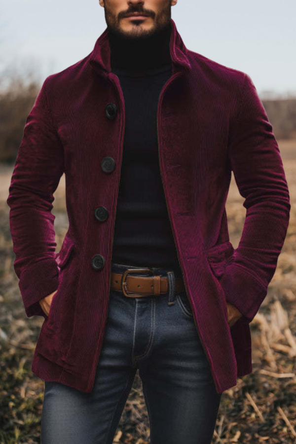 Stand Collar Corduroy Blazer Jacket