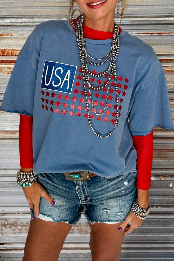 Sparkle Patriotic Spirit Shine Top