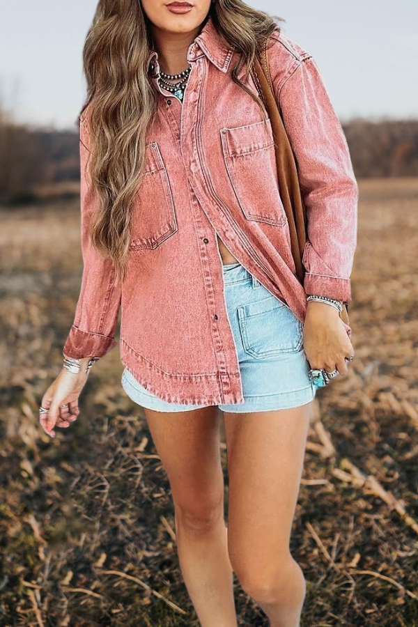 Oversized Button Down Denim Shacket