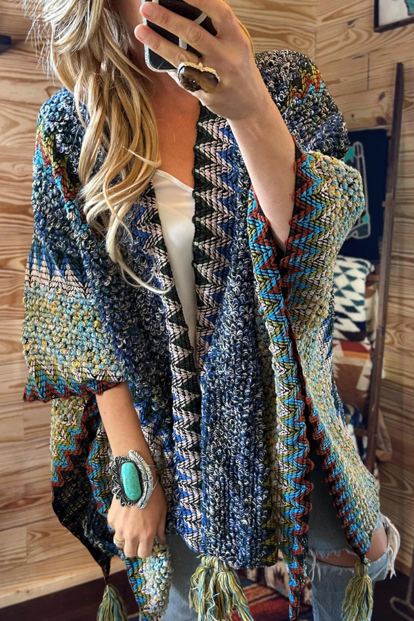 Bohemian Open Front Tassel Cardigan