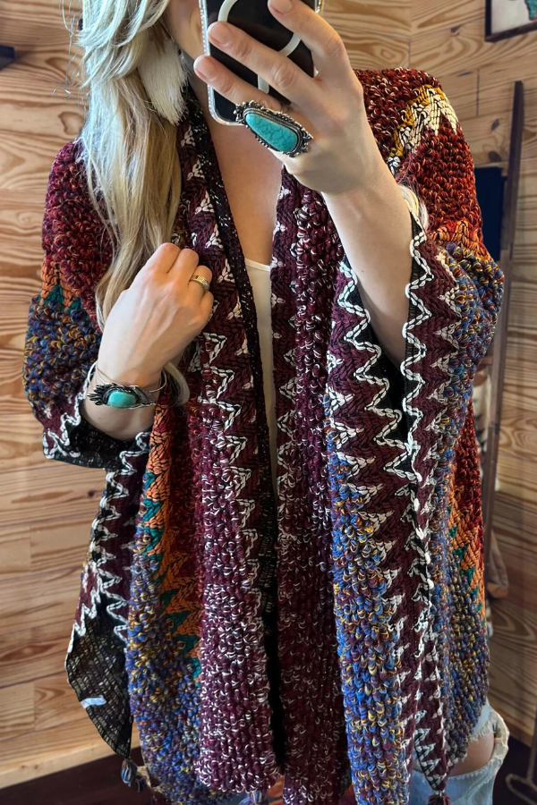 Boho Zigzag Textured Cardigan