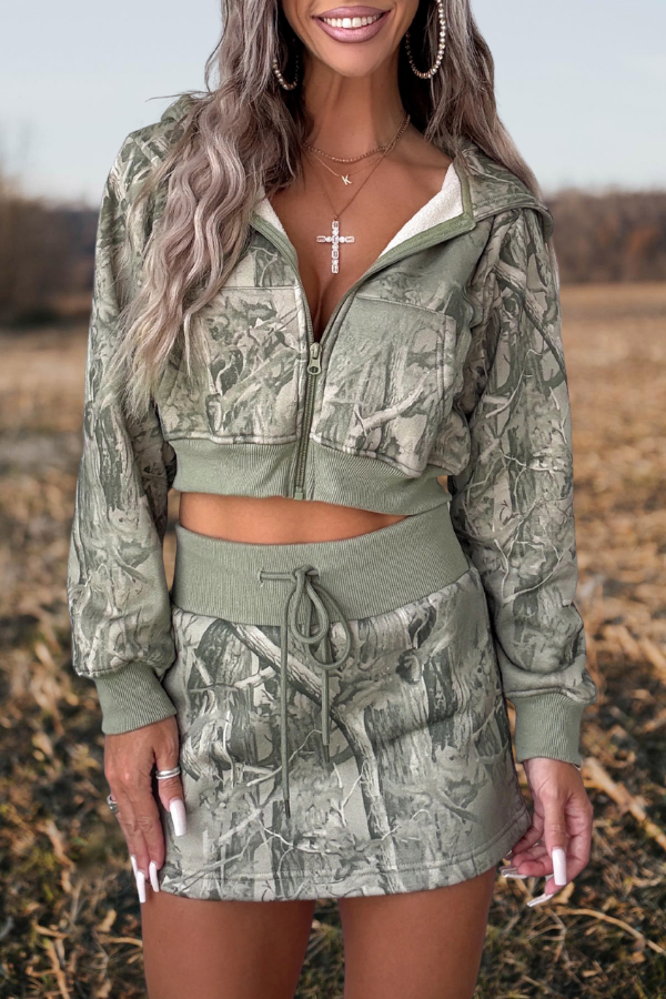 Camouflage Print Drawstring Mini Shorts