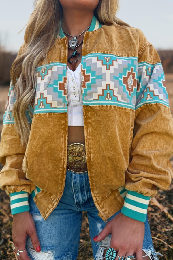 Ethnic Patterned Bomber Jackets