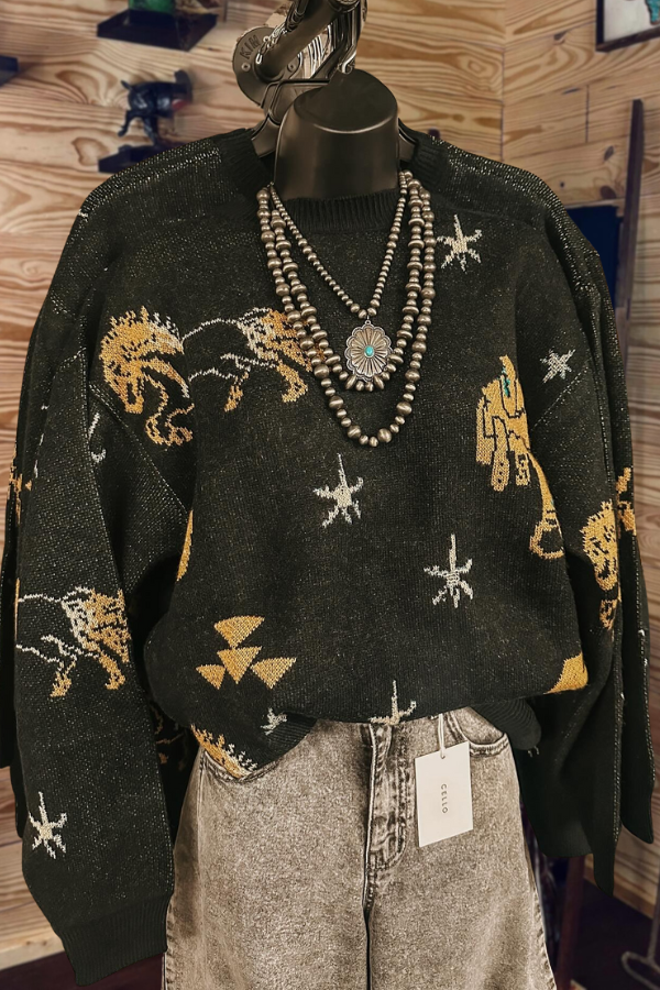Western Horse Saddle Sweater